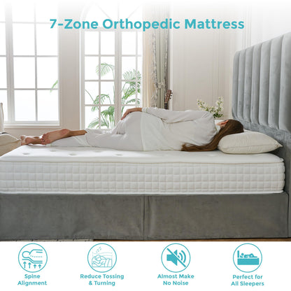 Sana Essentials King Mattress 5FT, 7-Zone Pocket Sprung Foam Support for Comfort, Medium Firm Orthopaedic Design, Motion Isolation
