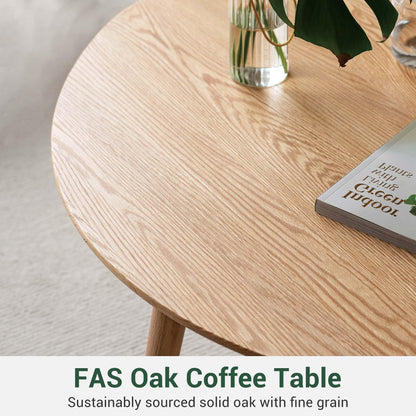 YESWOOD Solid Wood Coffee Table with Pebble Shape Oval Top, Modern Tea Table for Living Room, Bedroom,Balcony,Home Office
