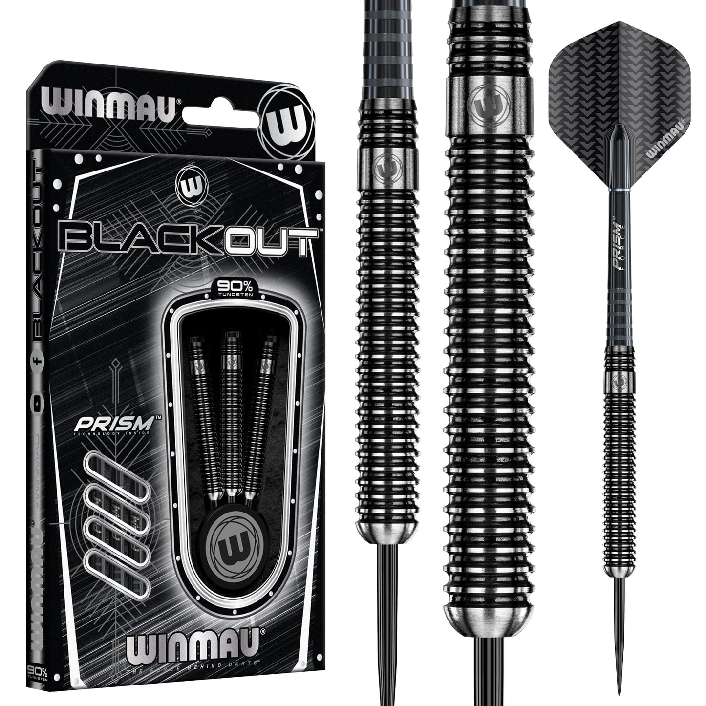 WINMAU Blackout 23 Gram Tungsten Darts Set with Flights and Shafts (Stems)