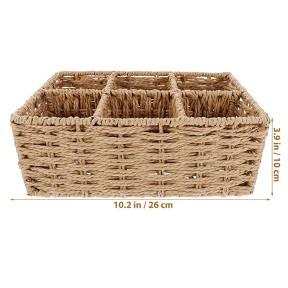 Cabilock Six-Grid Storage Box Multi-Compartment Sundries Holder for Jewellery Necklaces Rings Earrings Earphones Coins Beads Clear Desktop Organiser