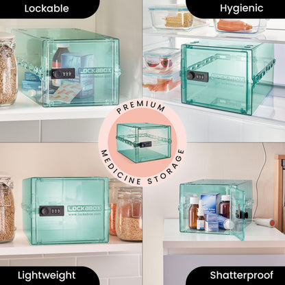 Lockabox One Light Medi Green | Premium Lockable Storage Box | 10 Litre Combination Lock Box For Food, Medicine & Home Safety | BPA-Safe