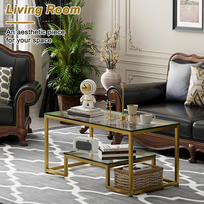 Coffee Table with Storage Shelf, Living Room Table with Metal Frame, Coffee Tables for Living Room, Center Table
