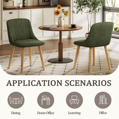 Goeurvant Dining Chairs Set of 4 Polyester Chairs for Living Room with Wood Legs Upholstered Kitchen Chair, Grass Green