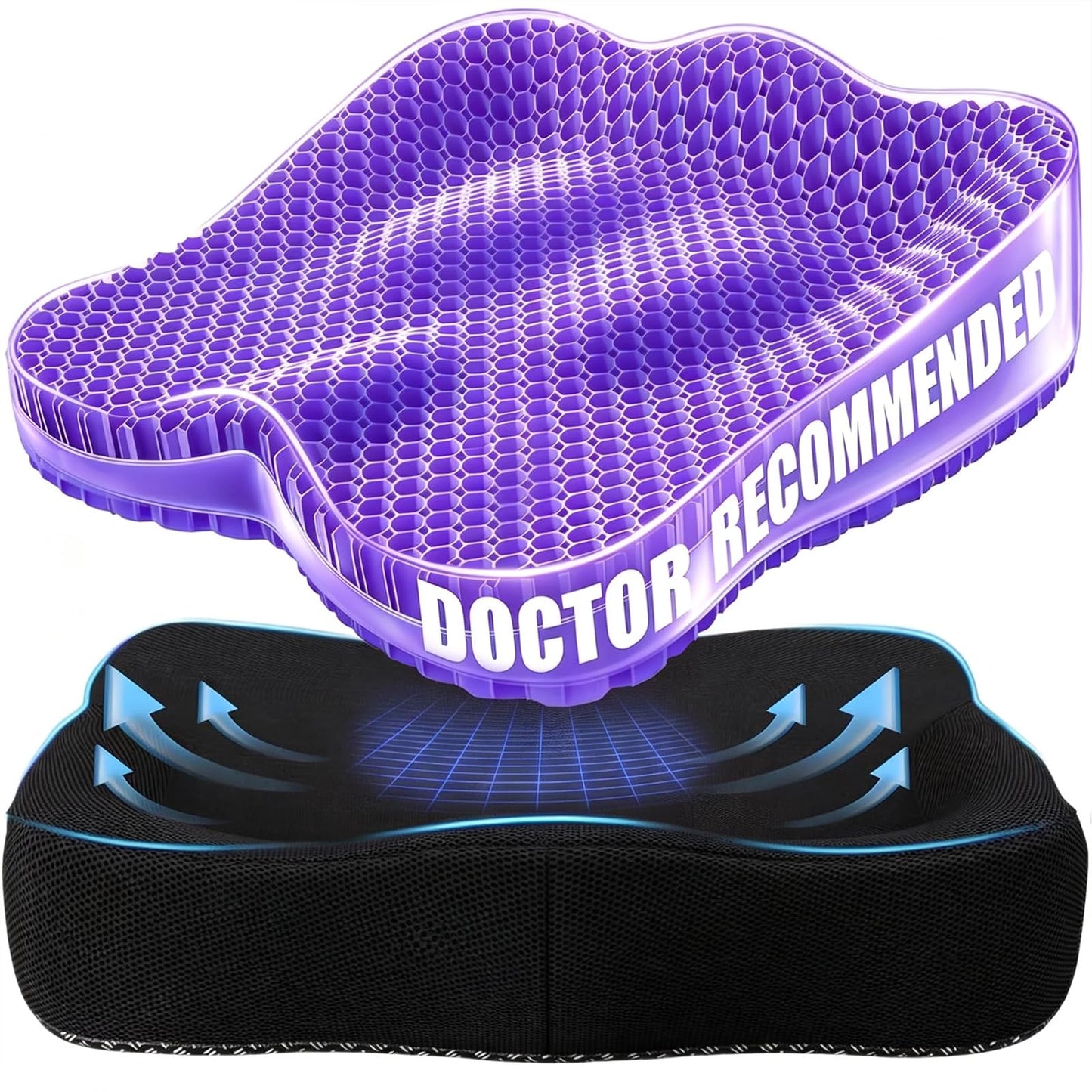 Gel Seat Cushion, Honeycomb Office Chair Seat Cushion Pads for Long Sitting