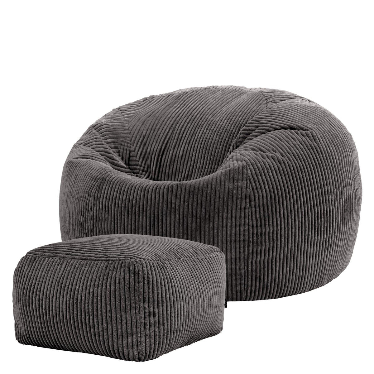 icon Kingston Cord Bean Bag & Footstool with Filling Included, Grey