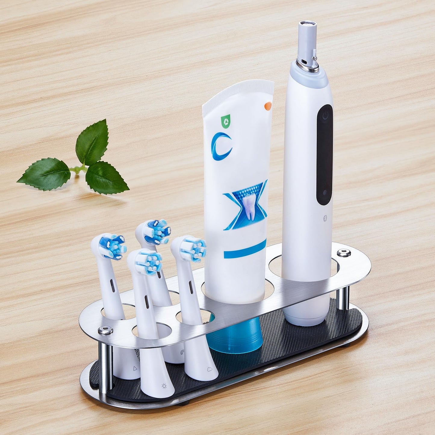 Toothbrush Head Holder, Electric Toothbrush Holder, Stainless Steel Toothpaste Holder for 4 Electric Brush Heads, Bathroom Toothpaste Toothbrush