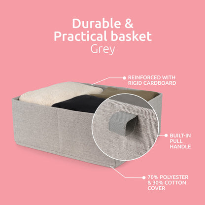 Compactor Oxford Large Drawer Organizer - Grey, 42X36X16.5 cm, Oxford Fabric and Cardboard, Sku: RAN10732
