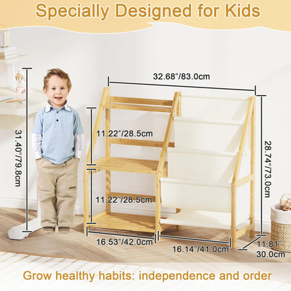 BAMBANG Kids Bookshelf and Toy Storage, 3 Tier Toddler Book Shelf, Montessori Bookshelf Baby Bookcase for Nursery, Bedroom, Playroom