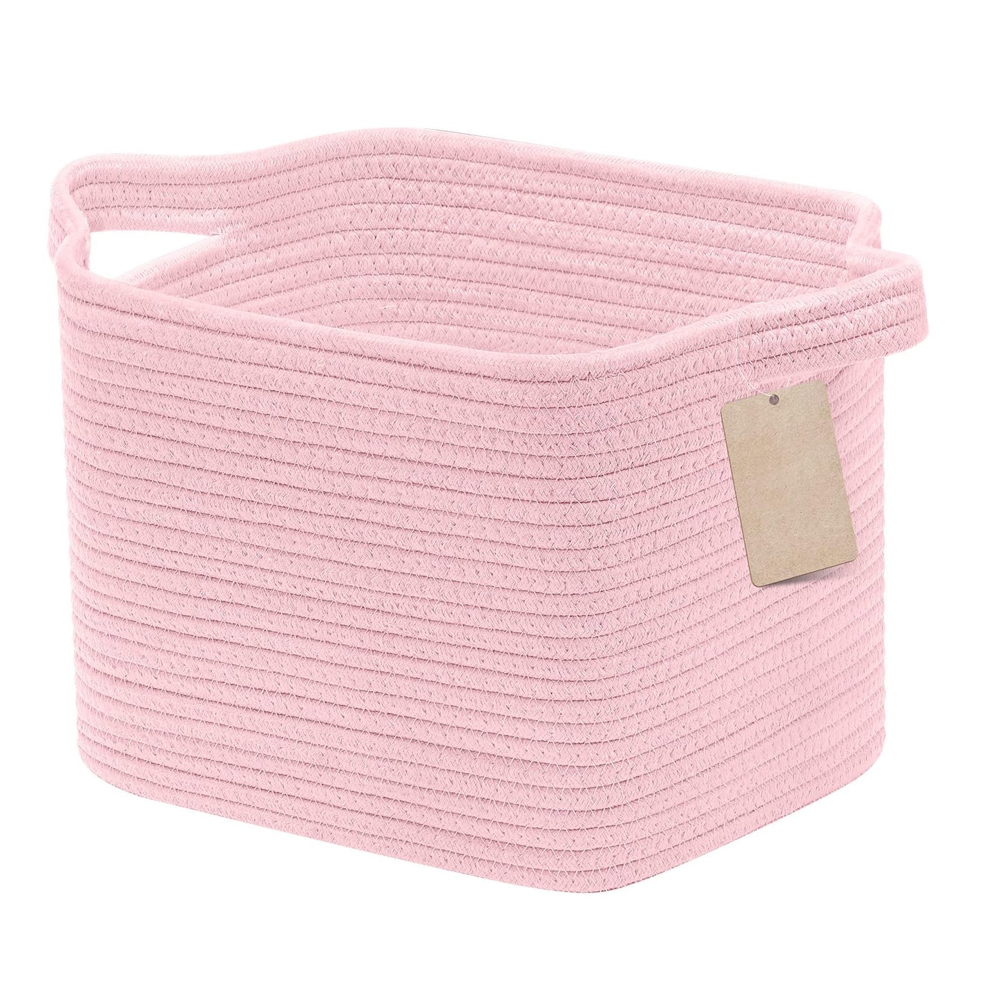 JOJOSEE Small Cotton Rope Woven Storage Basket for Shelves, Pink