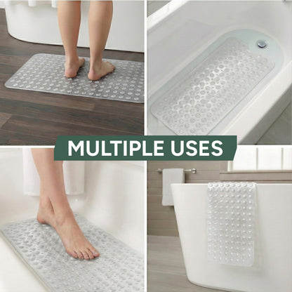 Zuvo Extra Long Bath Mat Non Slip Anti Mould, 100 x 40 cm, White