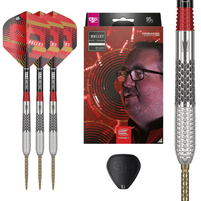 TARGET Darts Stephen Bunting G5 95% Tungsten Dart Set (25G), Steel Tip Swiss Point Darts | Generation 5 Player Edition Darts with Swiss Points,