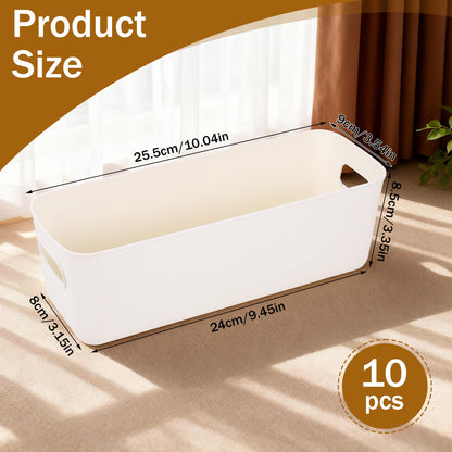 Starvortex 10 Pcs Plastic Storage Boxes, 10.2 x 3.5 x 3.3in Storage Baskets