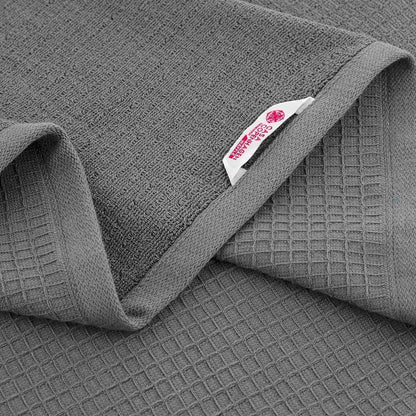 CASA COPENHAGEN Waffle 4-piece bath towel set – Grey-violet, 70x140 cm, Egyptian cotton, designed in Denmark, for bathroom, kitchen & shower
