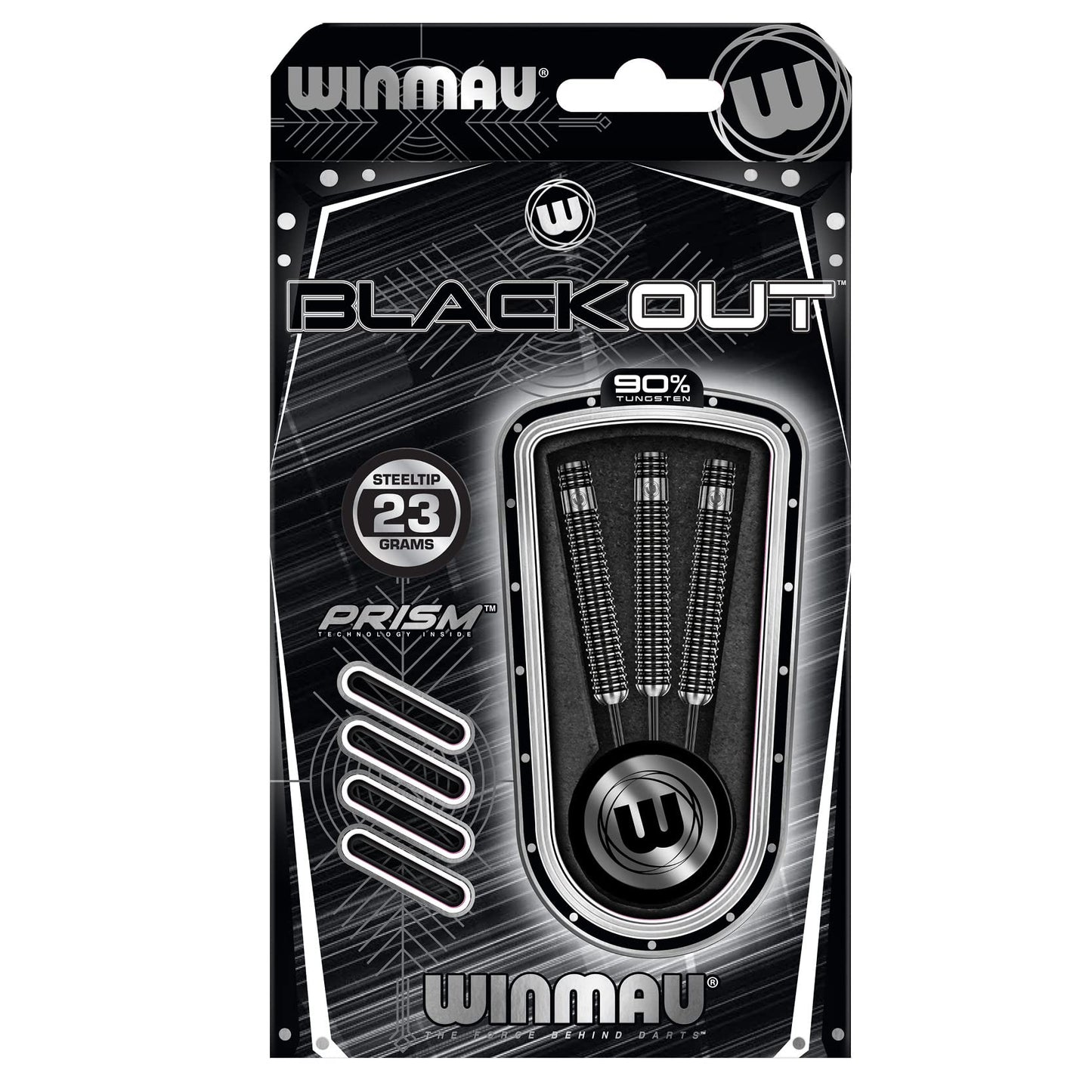 WINMAU Blackout 23 Gram Tungsten Darts Set with Flights and Shafts (Stems)