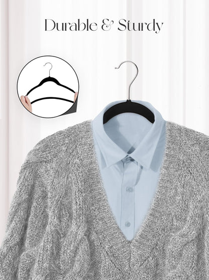 HOUSE DAY Black Velvet Hangers 20 Pack, Non-Slip Coat hangers