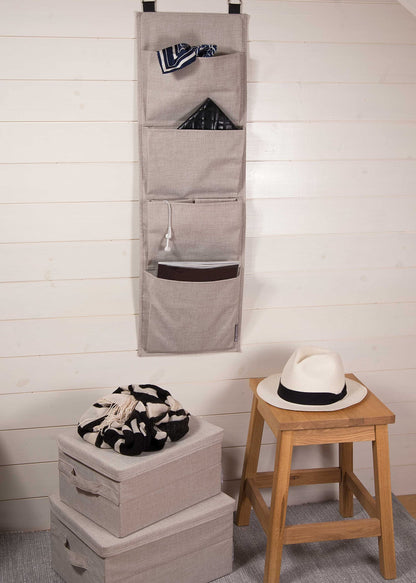 Bigso Box of Sweden Small Storage Box with Lid and Handle - Fabric Storage Box Made of Polyester and Cardboard in Linen Look