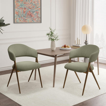 COLAMY Ergonomic Linen Dining Chair with 135° Recline, Breathable Cotton-Linen Fabric, Wooden-Look Metal Legs, 125kg Capacity