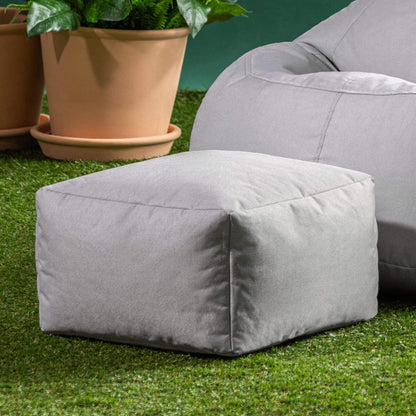 Bean Bag Bazaar Outdoor Bean Bag Footstool with Filling Included, Grey