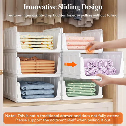 Lifewit 6 Pack Stackable Wardrobe Storage Organiser Hat Boxes 35.5 cm Depth