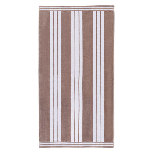 Superior Collection Combed Cotton Luxurious Jacquard Beach Towels, Taupe Cabana Stripe, Oversized
