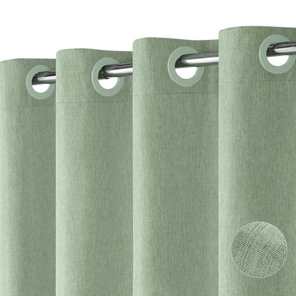 Hotel Style No Hook Rustic Linen Shower Curtain for Bathroom 230GSM Thick Fabric Texture Shower Curtains, Enhanced Waterproof, Weighted Hem