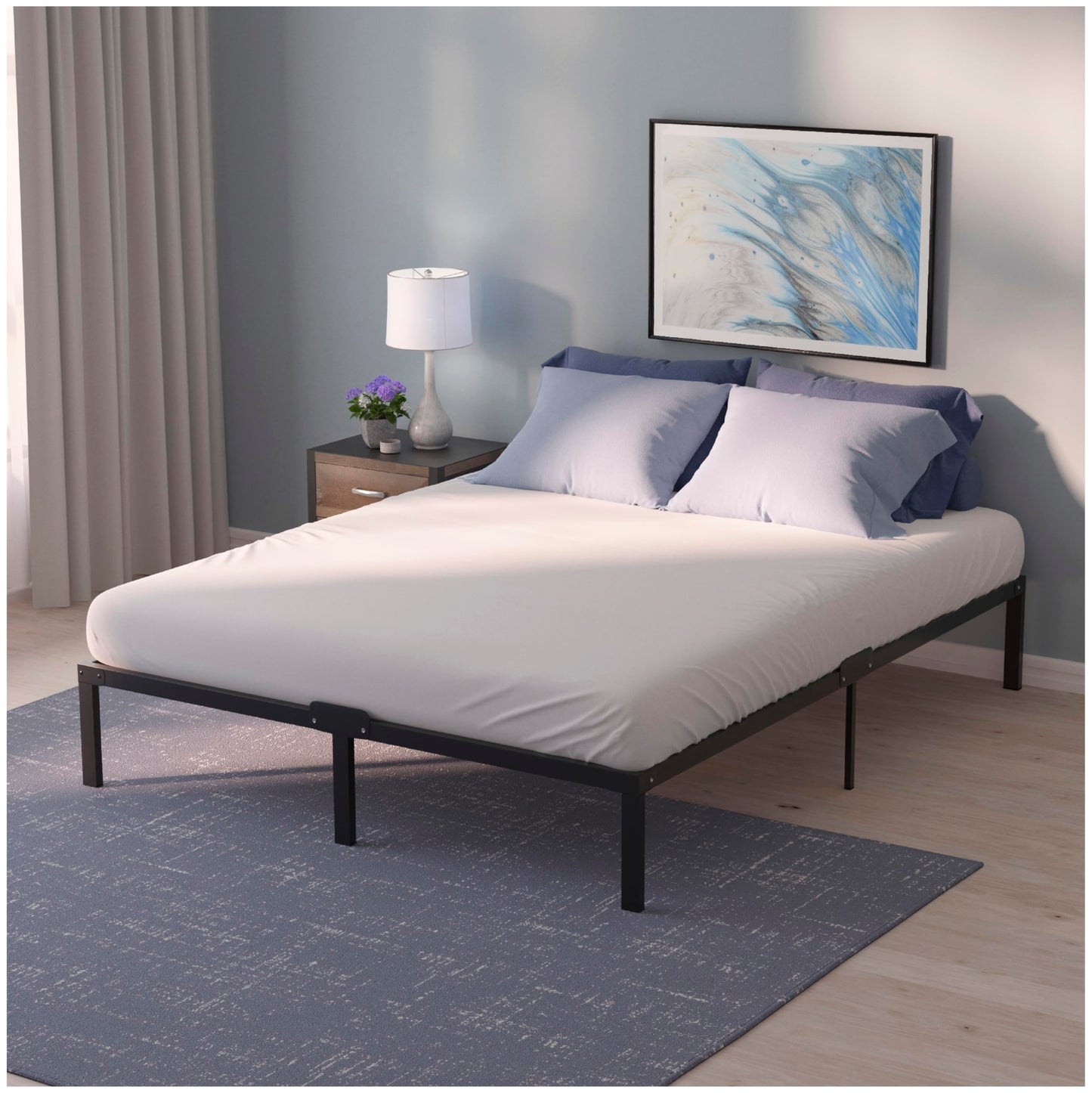Dreamzie - Metal Bed Frame 160x200 with Storage - Sturdy and 20min Easy Assembly Bed Frames - Large Storage with 41cm Height
