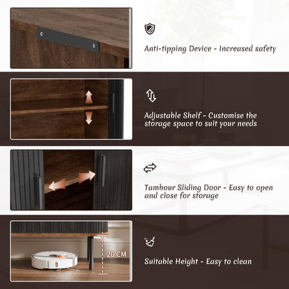BonVache Sideboard, Buffet Storage Cabinet for Living Room, Kitchen Cupboard with Tambour Sliding Door