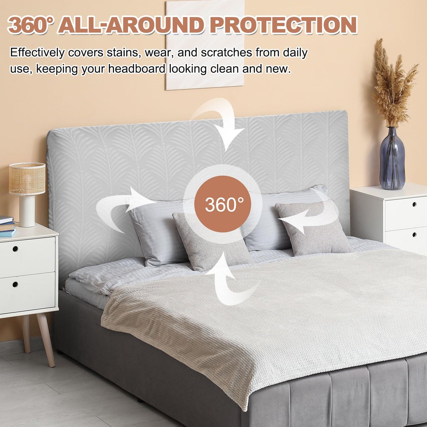 sourcing map Bed Headboard Slipcover, 120cm Jacquard Fabric Stretch Protector Covers, Dustproof Cover for 1.2m Headboard Bedroom Decor, Dark Gray