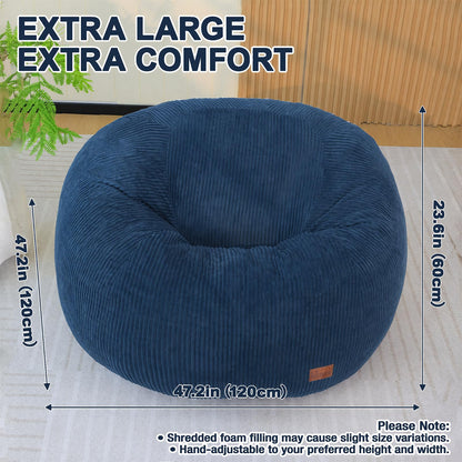 UODERS Oval Bean Bag for Adults Kids & Teens, Large Bean Bag Chair with Corduroy Cover with Handle