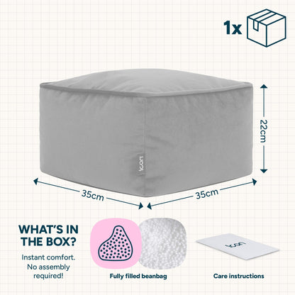 icon Amara Velvet Small Bean Bag Footstool with Filling Included, Teal