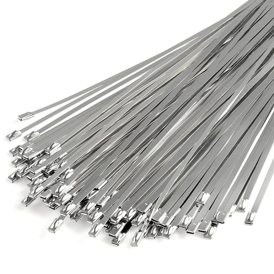 100pcs Chain Link Fence Ties, 11.8 Inch 304 Stainless Steel Self-Locking Metal Ties, Widely Used for Fixed Fences, Wire Fence Rolls, Exhaust Pipes,