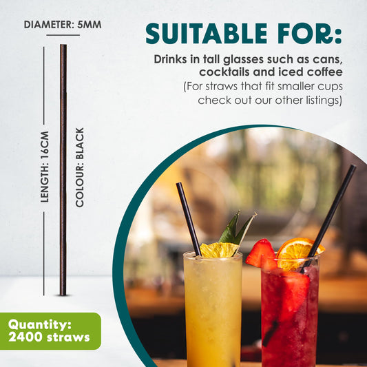 SustainaBuddies 2400 Medium Disposable Paper Drinking Straws | FSC-Certified, Biodegradable and Compostable | Strong and Durable