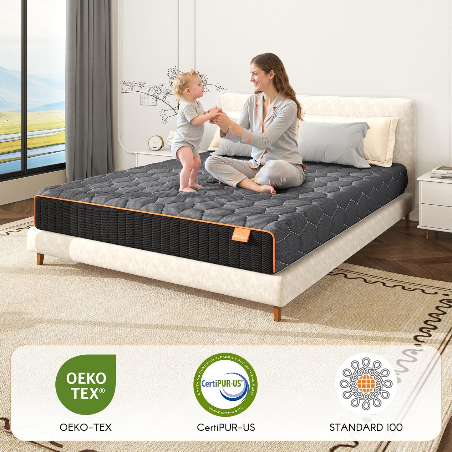 wowttrelax Double Mattress, 20cm Breathable 4ft6 Double Mattresses for Cool Sleep & Pressure Relief, Medium Foam Mattress