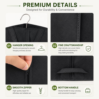 Yelinosk 2 PCS Black Suit Bag for Man 60x120cm, Dust Cover, Carrier, Storage Bag for Coats, Tuxedo