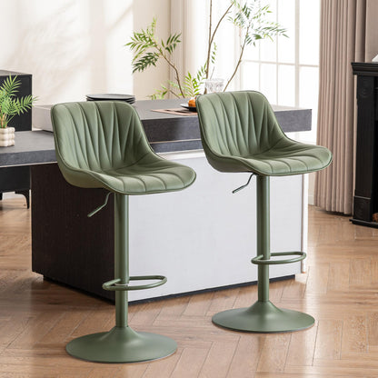 YOUNIKE Bar Stools Set of 2, Modern Upholstered Faux Leather Barstools with Back, Swivel Tall Adjustable Counter Height Bar Chairs