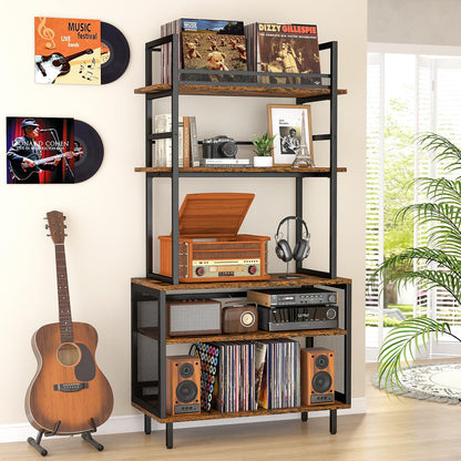 ikkle Record Player Stand with Vinyl Storage, 5 Layer Turntable Stand