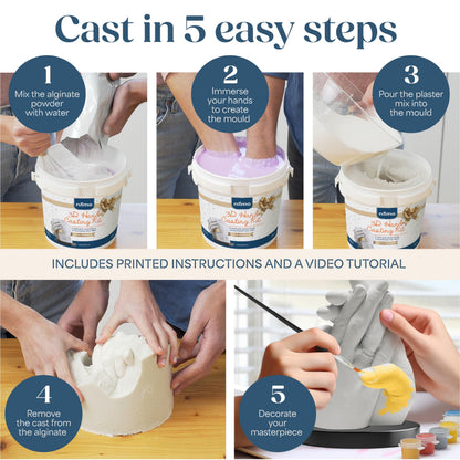NIIMO 3D Hand Casting Kit Gift Set - Fun & Skin-Safe Hand Moulding Kit Couple, Personalised Gifts for Her, Includes Paints, Brushes, Display Stand,