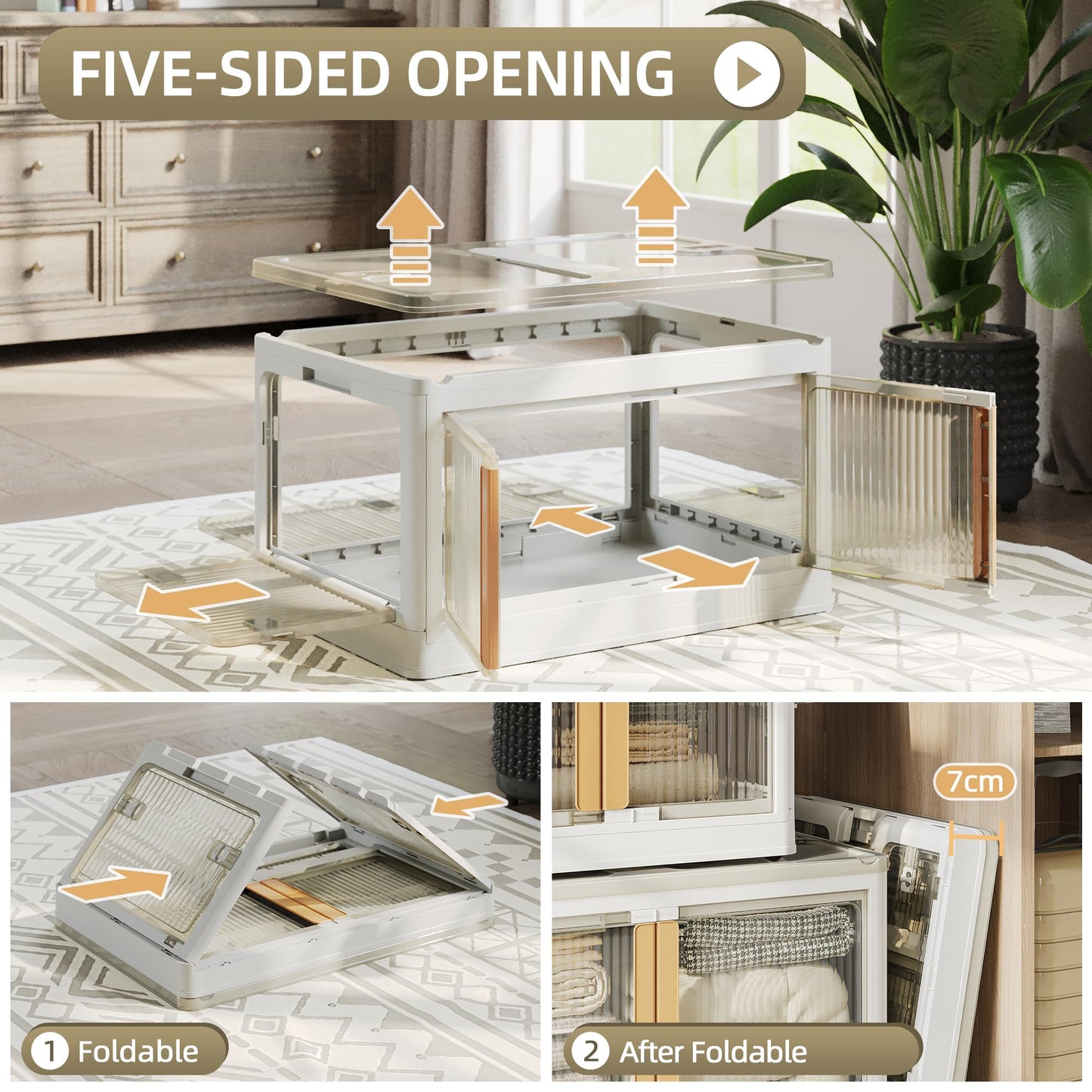 NETEL Storage Boxes With Lids, 4 x 83 L Plastic Storage Box with Lid, Stackable storage Boxes with wheels, Transparent Wardrobe Storage Organiser
