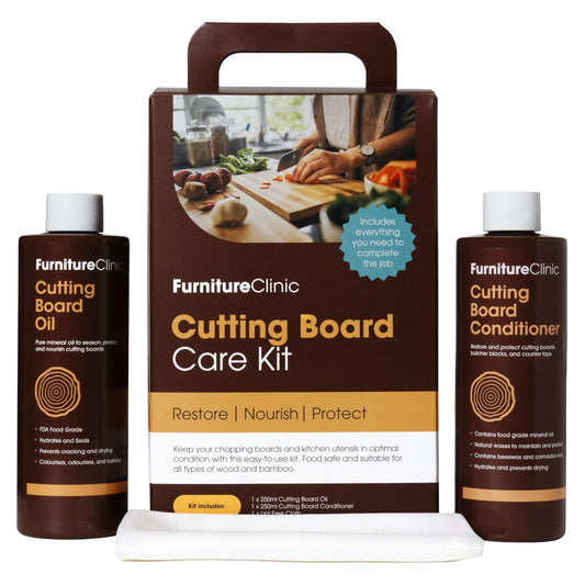 Chopping Board Maintenance Kit - Use to Clean, Maintain, Protect and Restore Chopping Boards - Contains: 250ml Cutting Board Oil and 250ml Cutting