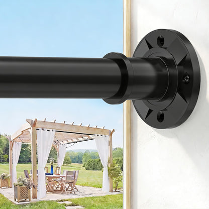 VIOREMOS Tension Curtain Rod 31 to112 In Extra Long Curtain Rod Adjustable Pole Heavy Duty Spring Matte Black Shower Curtain Rod for Bathroom Windows
