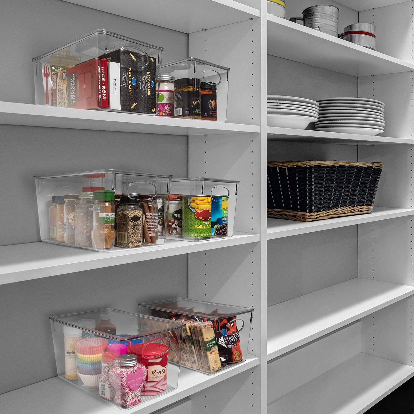 CLEARSPACE Plastic Storage Bins With lids  Perfect Kitchen Organization or Pantry Storage  Fridge Organizer, Pantry Organization and Storage Bins,