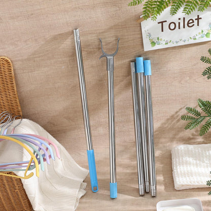 PRETYZOOM Adjustable Clothes Pole Telescoping Reach Stick Detachable Clothes Drying Rod for Wardrobe and High Reach Clotheslines Sky-Blue