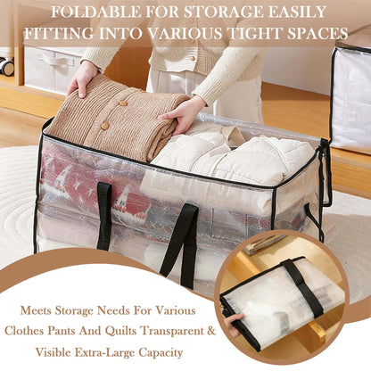 DDUP 95L Heavy Duty Storage Bags with Lids | Waterproof Moving Totes & Clear Window | Space-Saving Containers for Home, Moving, Travel (6 Pack)