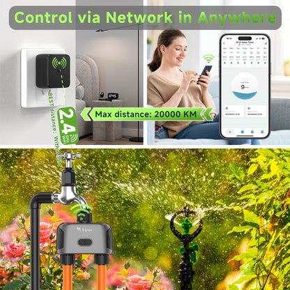TRJZWA Dual Port WiFi Water Timer, 2024 Latest Irrigation Timer Water Timers for Irrigation, Automatic Watering System with WiFi Remote and Voice
