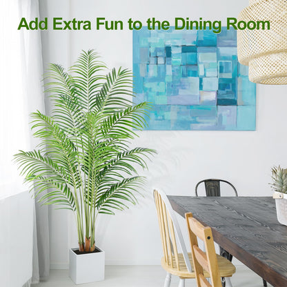 Keeplush 180cm Artificial Palm Tree Indoor Plant Tall Fake Tropical Paradise Palm Tree in Pot with Real Bark Design Faux Areca Palm Tree for Home