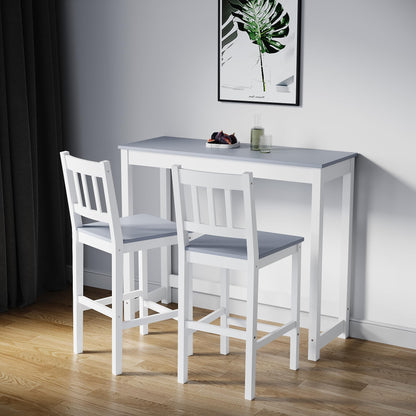 ELEGANT Solid Pine Wood 3 Piece Dining Table Set Furniture, 110x40x91cm