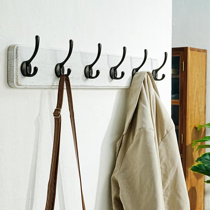 Dseap Coat Rack Wall: 60cm Long, Patented, Heavy-Duty, 6-Double-Hooks Wooden Wall Mounted Coat Rack Coat Hanger Hook Rail for Winter Coats Hat Jacket