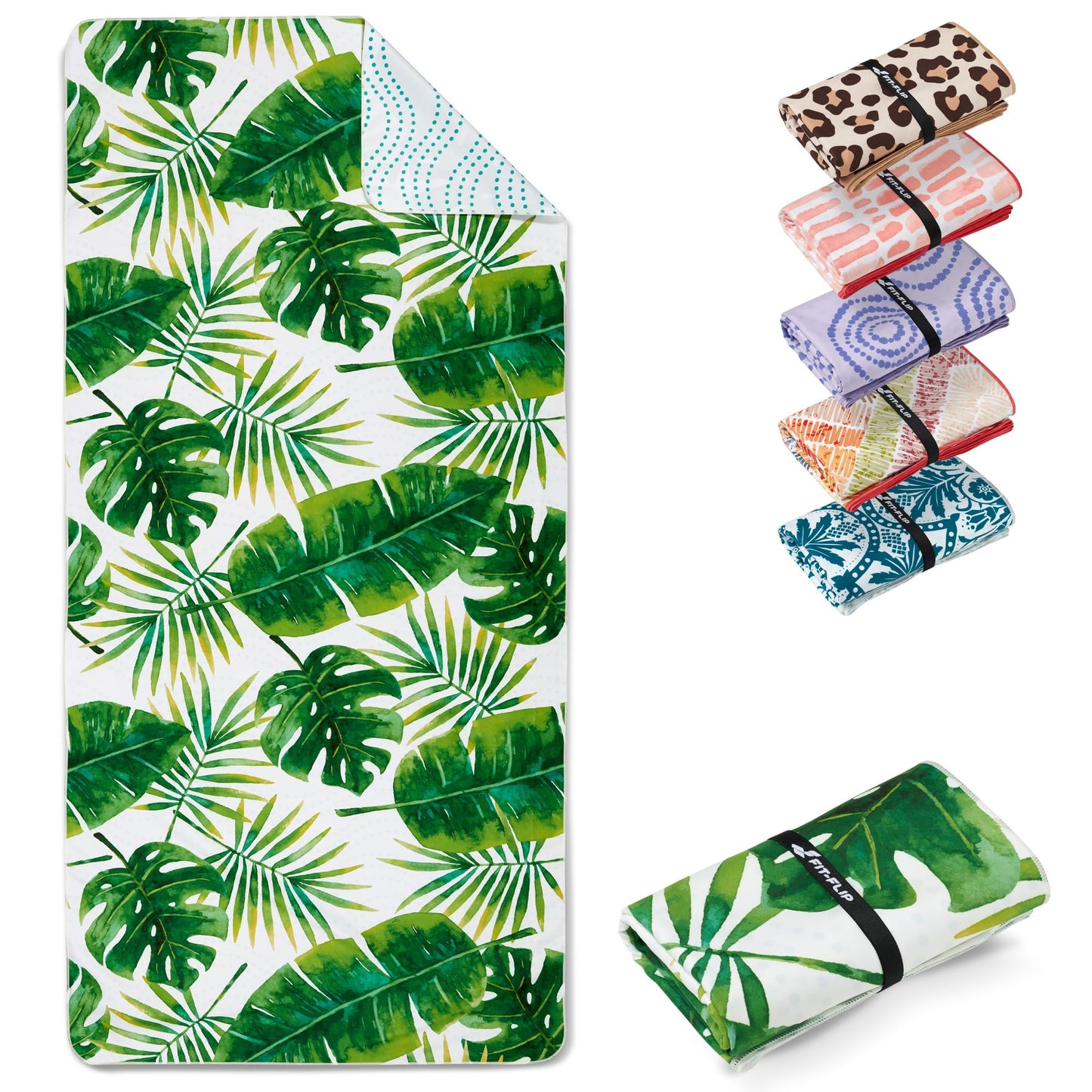 Fit-Flip Beach towel microfibre - large quick dry towels - for travel and swimming - lightweight, compact and super absorbent - sand free, 100%