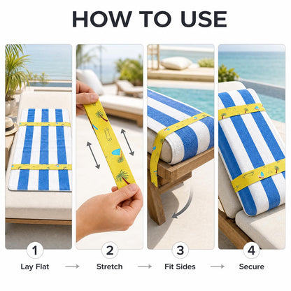 5 Pcs Towel Clips for Sun Loungers, Elastic Bands for Sunbed Towel, Windproof Sun Lounger Straps for Sun Loungers Pool Beach Chairs