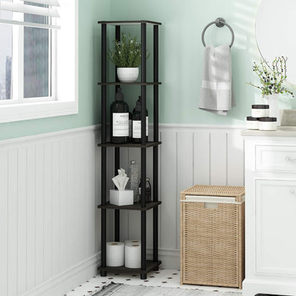 Furinno TURN-N-TUBE Storage Shelves, 5-Tier Square Book Shelf, Corner Shelf, Toolless Open Shelves, Round Tubes, for Organization and Storage